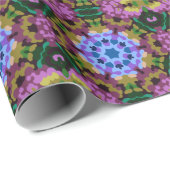 レトロマンダラブルーパープルとイエロー ラッピングペーパー (ロールコーナー)