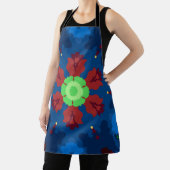 レトロマンダラブルーレッドとグリーン エプロン (インサイチュ)