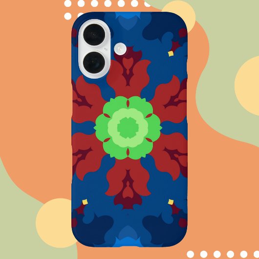 レトロマンダラブルーレッドとグリーン Case-Mate iPhoneケース