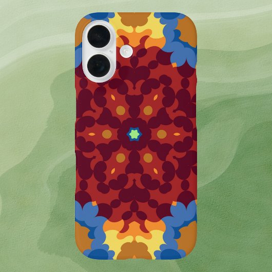 レトロマンダラレッドブルーとイエロー Case-Mate iPhoneケース