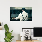 レトロマン遊ズのピアノと喫煙 ポスター (ホームオフィス)