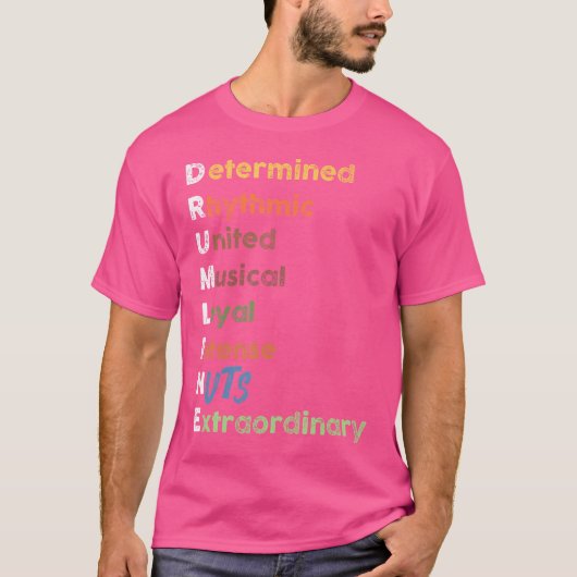 レトロマーチングバンドドラム隊ドラムライン Tシャツ (正面)
