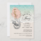 レトロマーメイドビーチテーマブライダルシャワー 招待状 (正面)