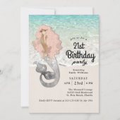 レトロマーメイドビーチテーマ21st誕生日 招待状 (正面)