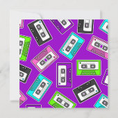 レトロミクステープテーマ誕生日パーティ招待状紫 招待状 (裏面)