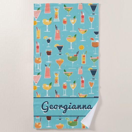 レトロミクソロジカクテル ビーチタオル (正面)