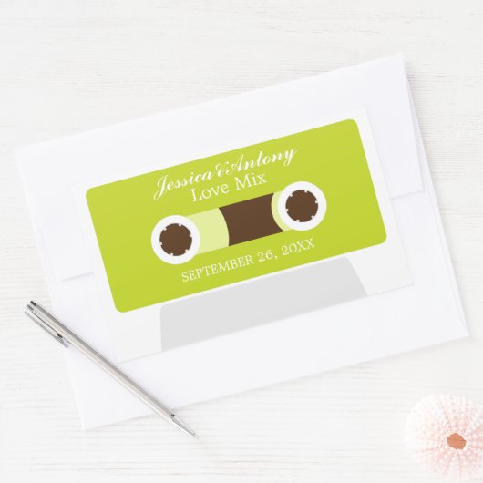 レトロミクテープ結婚式の引き出物 長方形シール (封筒)