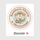 レトロミシシッピのバッジ_マグノリアと蒸気船 シール (シート)