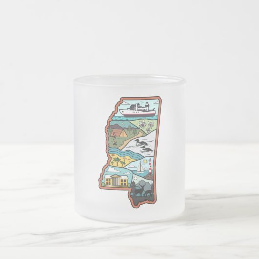 レトロミシシッピBiloxi Laurel MS州土産 フロストグラスマグカップ (中央)