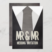 レトロミスター&ミスタースーツ&タイゲイ結婚式招待状 招待状 (正面/裏面)