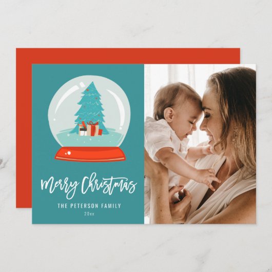 レトロミッカラフルドセンチュリースノーグロモダンーブブルー シーズンカード (正面/裏面)