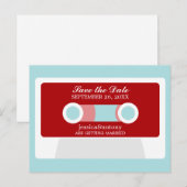 レトロミックステープ結婚式の日付を保存 案内ポストカード (正面/裏面)