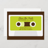 レトロミックステープ結婚式の日付を保存 案内ポストカード (正面/裏面)