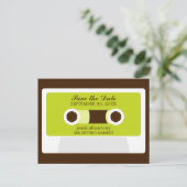 レトロミックステープ結婚式の日付を保存 案内ポストカード (スタンド正面)