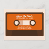 レトロミックステープ結婚式の日付を保存 案内ポストカード (正面)