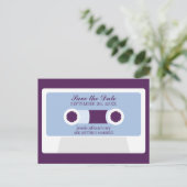 レトロミックステープ結婚式の日付を保存 案内ポストカード (スタンド正面)