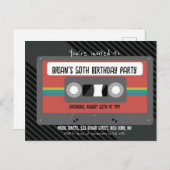 レトロミックステープ誕生日パーティー インビテーションポストカード (正面/裏面)