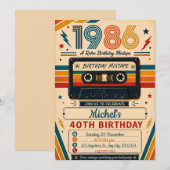 レトロミックステープ 40歳の誕生日 招待状 (正面/裏面)