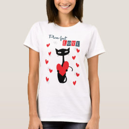 レトロミッドセンチュリーの猫のバレンタインデーグッズ Tシャツ