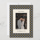 レトロミッドセンチュリーはっきりしたブラック金ゴールド結婚フローラ シーズンカード (正面)