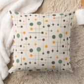 レトロミッドセンチュリーアトミックグリーンオレンジブラウン クッション (ブランケット)