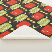 レトロミッドセンチュリーアトミックブラックレッドグリーンパターン シェルパブランケット (3/4)