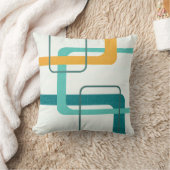 レトロミッドセンチュリーアトミック時代23ティール（緑がかった色）オレンジ クッション (ブランケット)