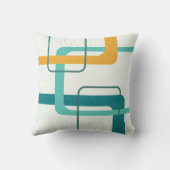 レトロミッドセンチュリーアトミック時代23ティール（緑がかった色）オレンジ クッション (裏面)