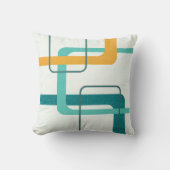 レトロミッドセンチュリーアトミック時代23ティール（緑がかった色）オレンジ クッション (正面)