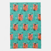 レトロミッドセンチュリーエスニックアフリカアート キッチンタオル (縦)