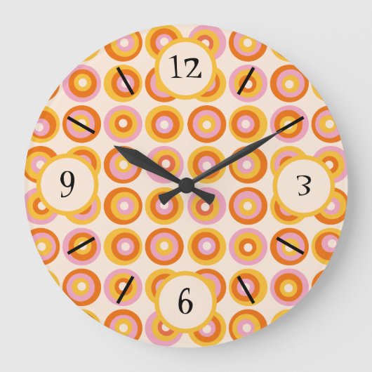 レトロミッドセンチュリーオレンジサークル ラージ壁時計 (正面)