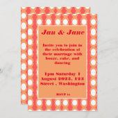 レトロミッドセンチュリーオレンジ&ピンク結婚式招待状 招待状 (正面/裏面)