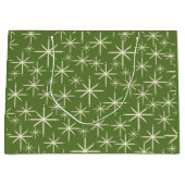 レトロミッドセンチュリーキラキラ星オリーブグリーン ラージペーパーバッグ (正面)