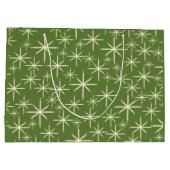 レトロミッドセンチュリーキラキラ星オリーブグリーン ラージペーパーバッグ (裏面)