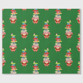 レトロミッドセンチュリークリスマスサンタとギフト ラッピングペーパー (フラット)