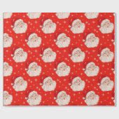 レトロミッドセンチュリークリスマスサンタ ラッピングペーパー (フラット)