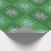 レトロミッドセンチュリークリスマススターバストグリーン ラッピングペーパー (角)