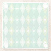 レトロミッドセンチュリークリスマスダイアモンズグリーン ガラスコースター (裏面)