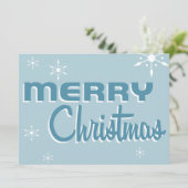 レトロミッドセンチュリークリスマスパーティの招待状ブルー 招待状 (スタンド正面)