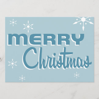 レトロミッドセンチュリークリスマスパーティの招待状ブルー 招待状