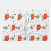 レトロミッドセンチュリークリスモダンマスホリデー キッチンタオル (横)