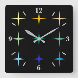レトロミッドセンチュリージオメトリックスターズアートデザイン スクエア壁時計