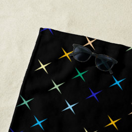 レトロミッドセンチュリージオメトリックスターズアートデザイン ビーチタオル