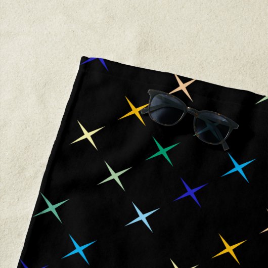 レトロミッドセンチュリージオメトリックスターズアートデザイン ビーチタオル (インサイチュ)