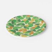 レトロミッドセンチュリージオメトリックフローラグリーン ペーパープレート (アングル)