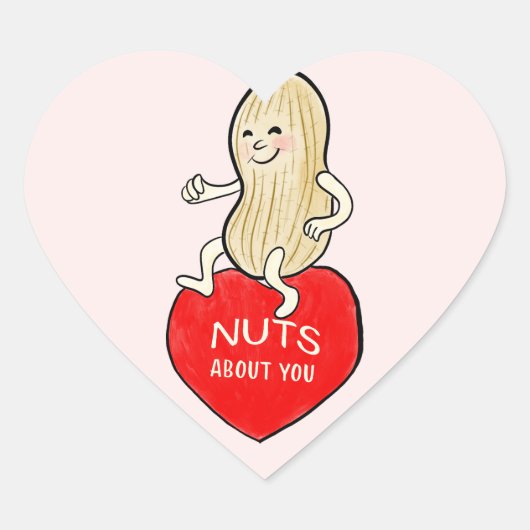 レトロミッドセンチュリースタイルナッツあなたについてバレンタイン ハートシール (正面)