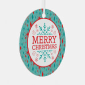 レトロミッドセンチュリースターバストとダイヤモンドクリスマス メタルオーナメント (正面右)