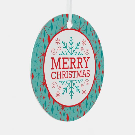 レトロミッドセンチュリースターバストとダイヤモンドクリスマス メタルオーナメント (正面右)