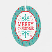 レトロミッドセンチュリースターバストとダイヤモンドクリスマス メタルオーナメント (正面左)