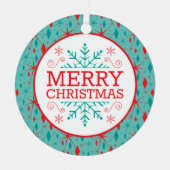 レトロミッドセンチュリースターバストとダイヤモンドクリスマス メタルオーナメント (正面)